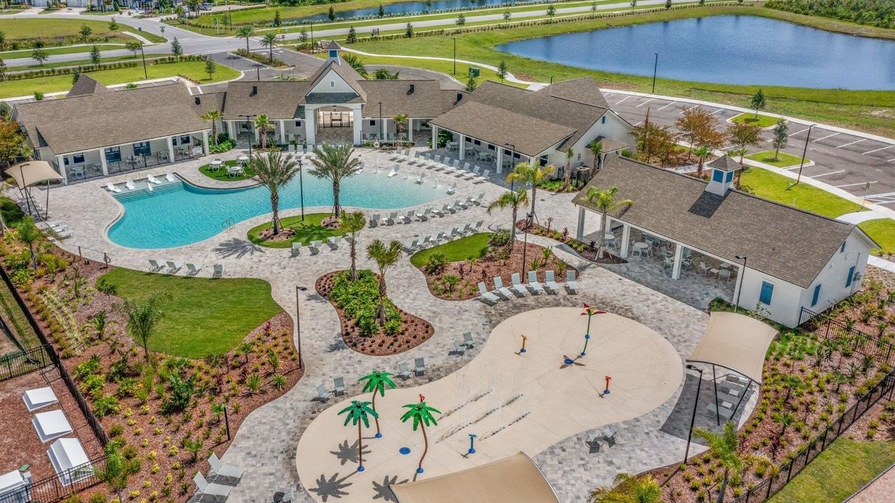 Aerial view of the Sawmill Branch amenity center and pool
